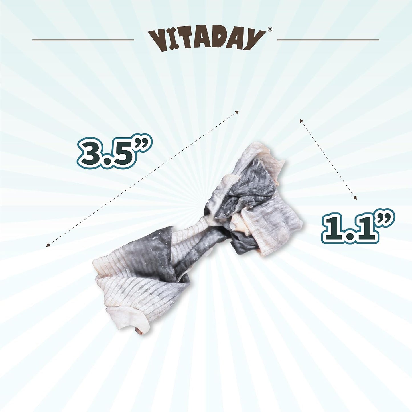 VITADAY Dog Jerky, 100% Fish Skin Dog Treats, Tough Grain-Free Rawhide Alternative, Natural Dog Jerky Treats For, Rich in Collagen & Omega-3, Low Fat, Hypoallergenic, 3 Oz Pack, Bones (S)