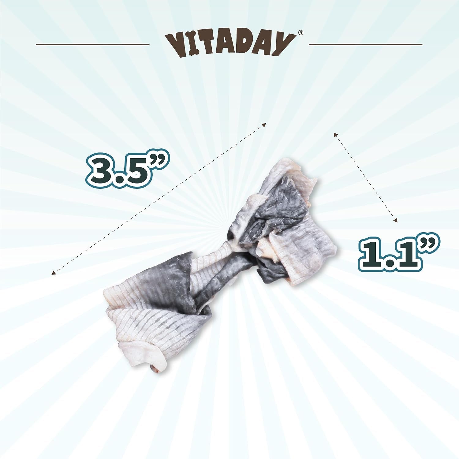 VITADAY Dog Jerky, 100% Fish Skin Dog Treats, Tough Grain-Free Rawhide Alternative, Natural Dog Jerky Treats For, Rich in Collagen & Omega-3, Low Fat, Hypoallergenic, 3 Oz Pack, Bones (S)