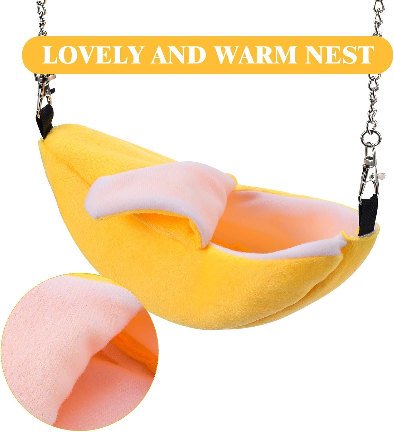 Jetec 2 Pcs Hamster Hammock Soft Bed Small Pet Animals Hamster Hanging House Cage Nest for Guinea Pig Rat Chinchilla Sleep and Play, Banana and Pineapple(Yellow)