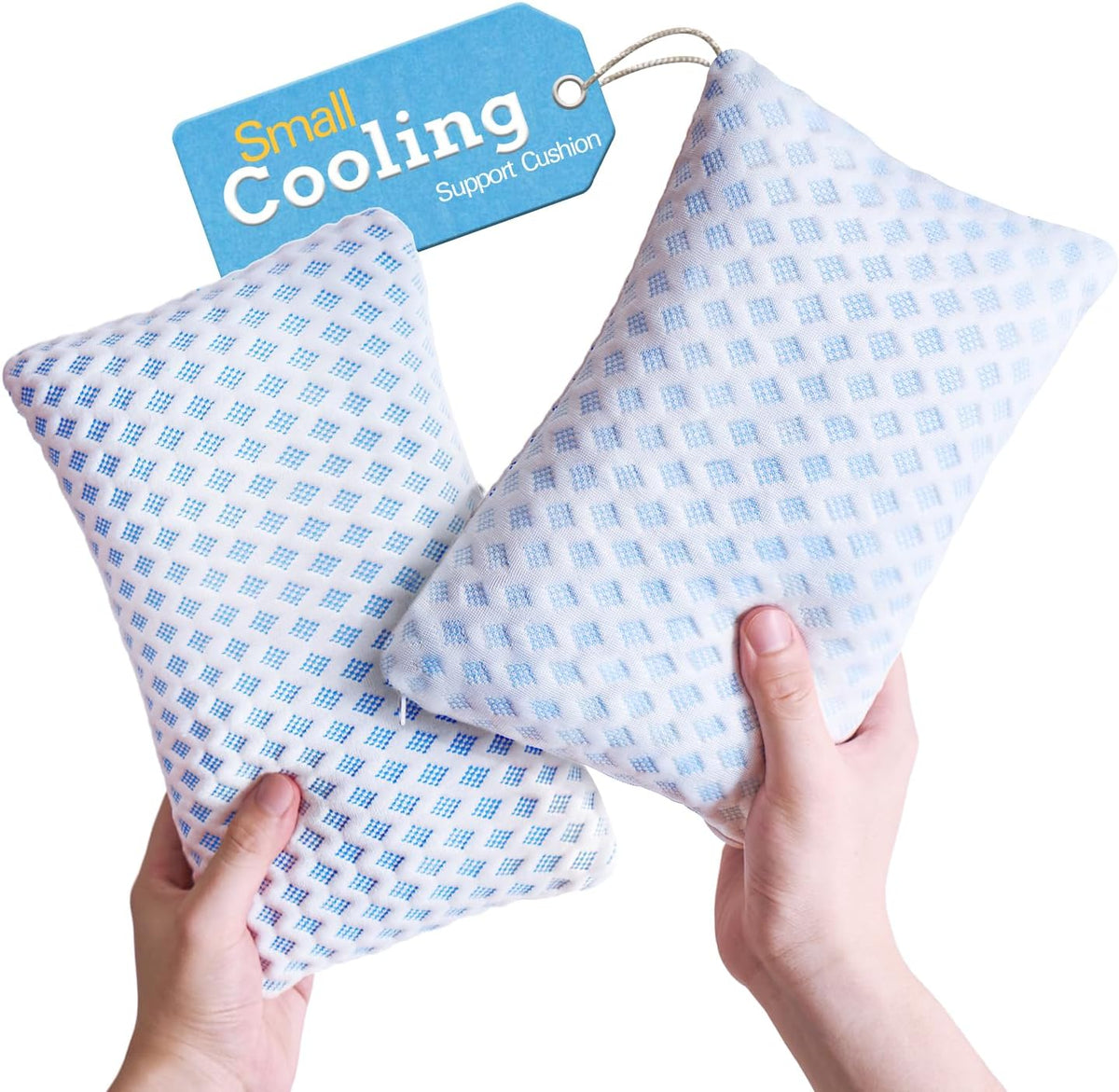 Small Cooling Memory Foam Pillows for Travel & Neck 2 Pack, 11 X 7 Inches