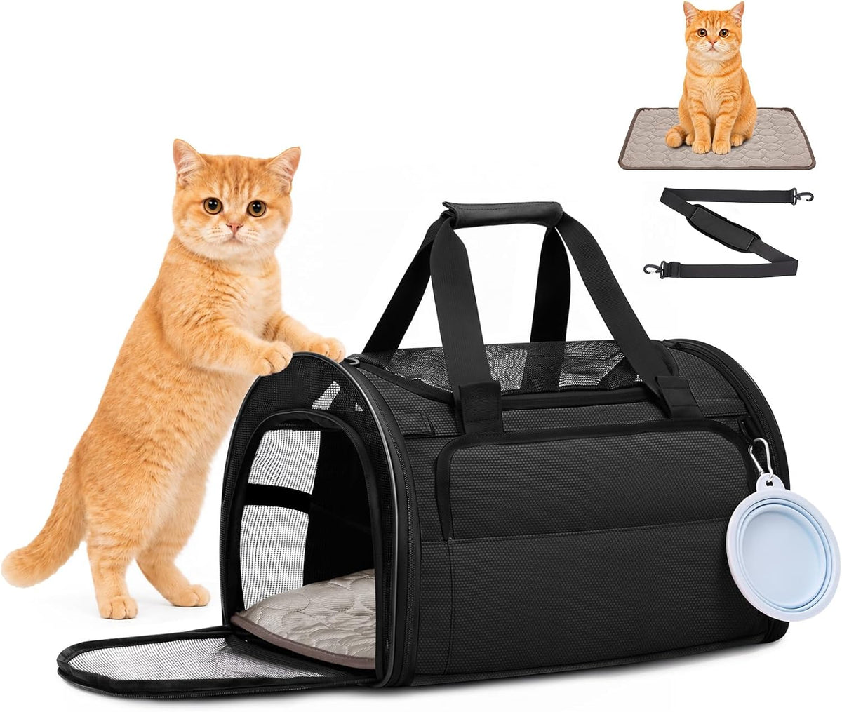 Soft Cat Carrier 17"X11"X11" Washable Pet Bag with Steel Frame