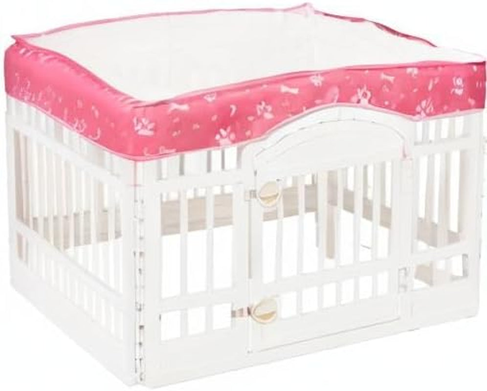 Dog Playpen Mesh Top Cover for 36" Inch Pet Playpen with 4 Panels,[ Note: Playpen Not Included] Dog Crate Cover Pet Tent Puppy Play Pen Cover, Ideal for Indoor/Outdoor Use. (Pink)