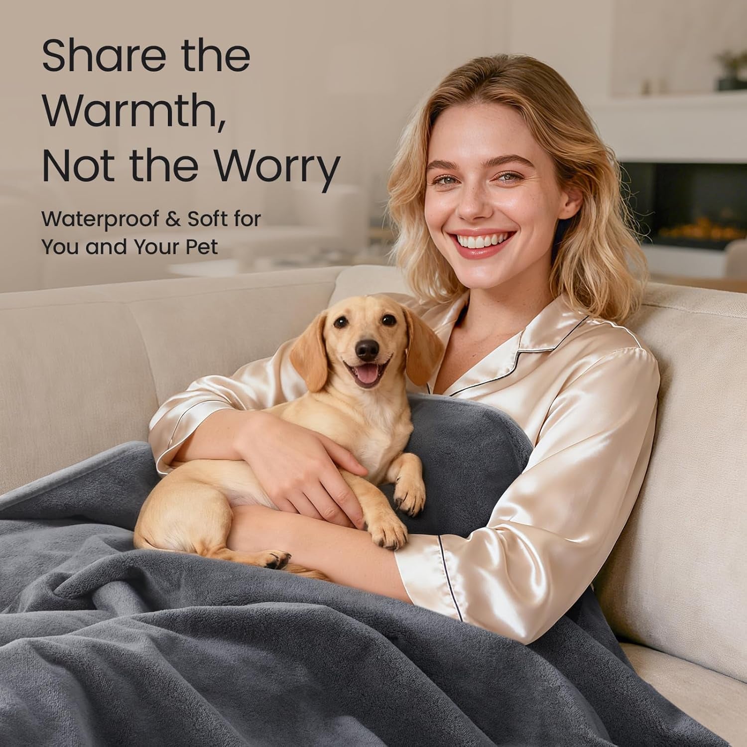 LOOBANI Waterproof Throw Blanket for Couch: Reversible Leakproof Couch Blanket 40" X 60", Soft Flannel & Coral Fleece Bed Blanket Stain-Proof for Sofa Cover, Pet Accidents, Travel, Grey