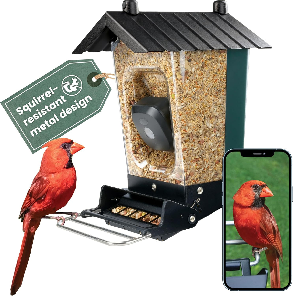Perky-Pet SPCAM Perky-Pet Smart Bird Feeder with Camera - Squirrel-Resistant, 3.5 Lb Capacity, Motion Activated 1080P HD, Wi Fi, SPCAM - Camera Feeder Gift Idea