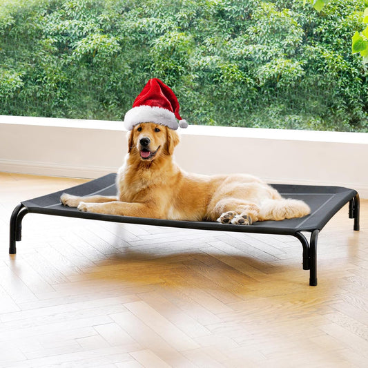 Elevated Dog Bed Outdoor Cooling Raised Cot for XL Dogs, Black 48.8In
