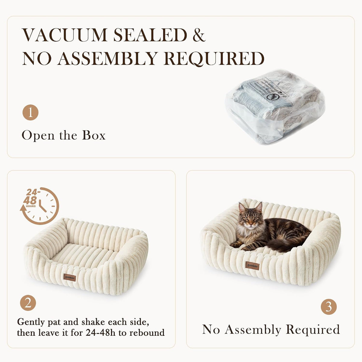 ZOMISIA Orthopedic Large Cat Bed with Removable Washable Cover, 25X21''