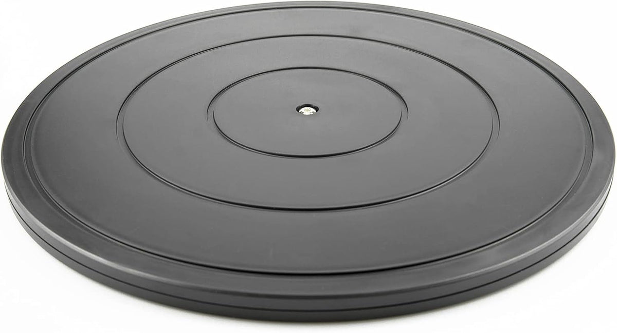 16Inch Lazy Susan Turntable - Heavy Duty Rotating Swivel Steel Ball Bearings - Flat Base Stand for Tv/Computer/Monitor/Arts/Crafts/Bonsai/Christmas Tree/Cabinet Organizer(Plastic&Black)