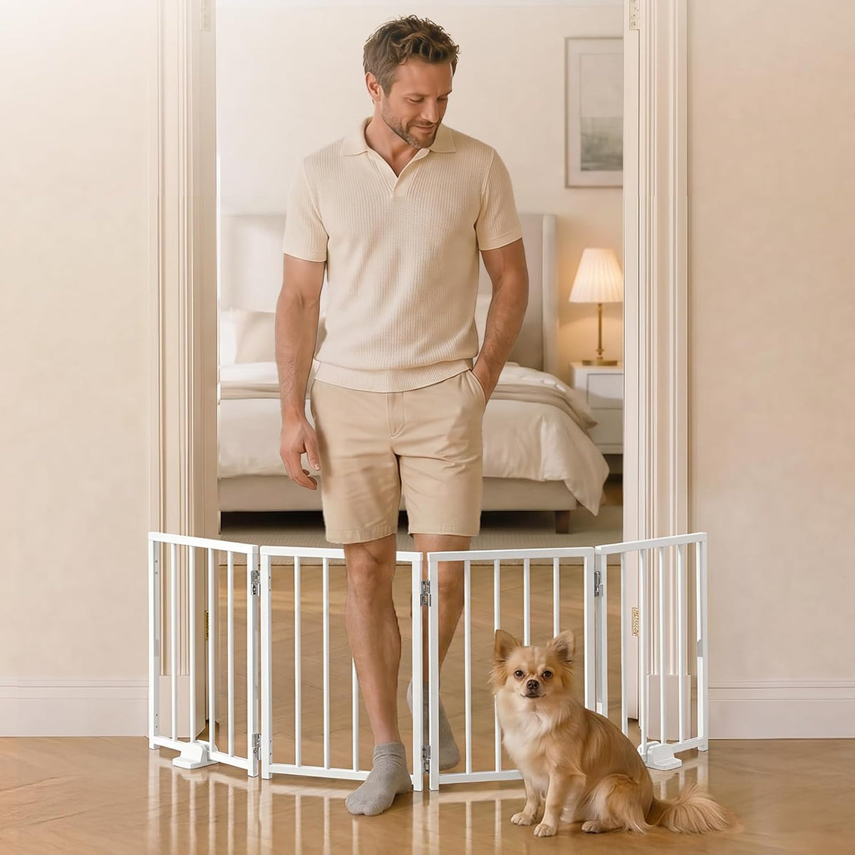 BFNN Small Dog Gate Indoor, up to 48" W Freestanding Pet/Puppy Fence
