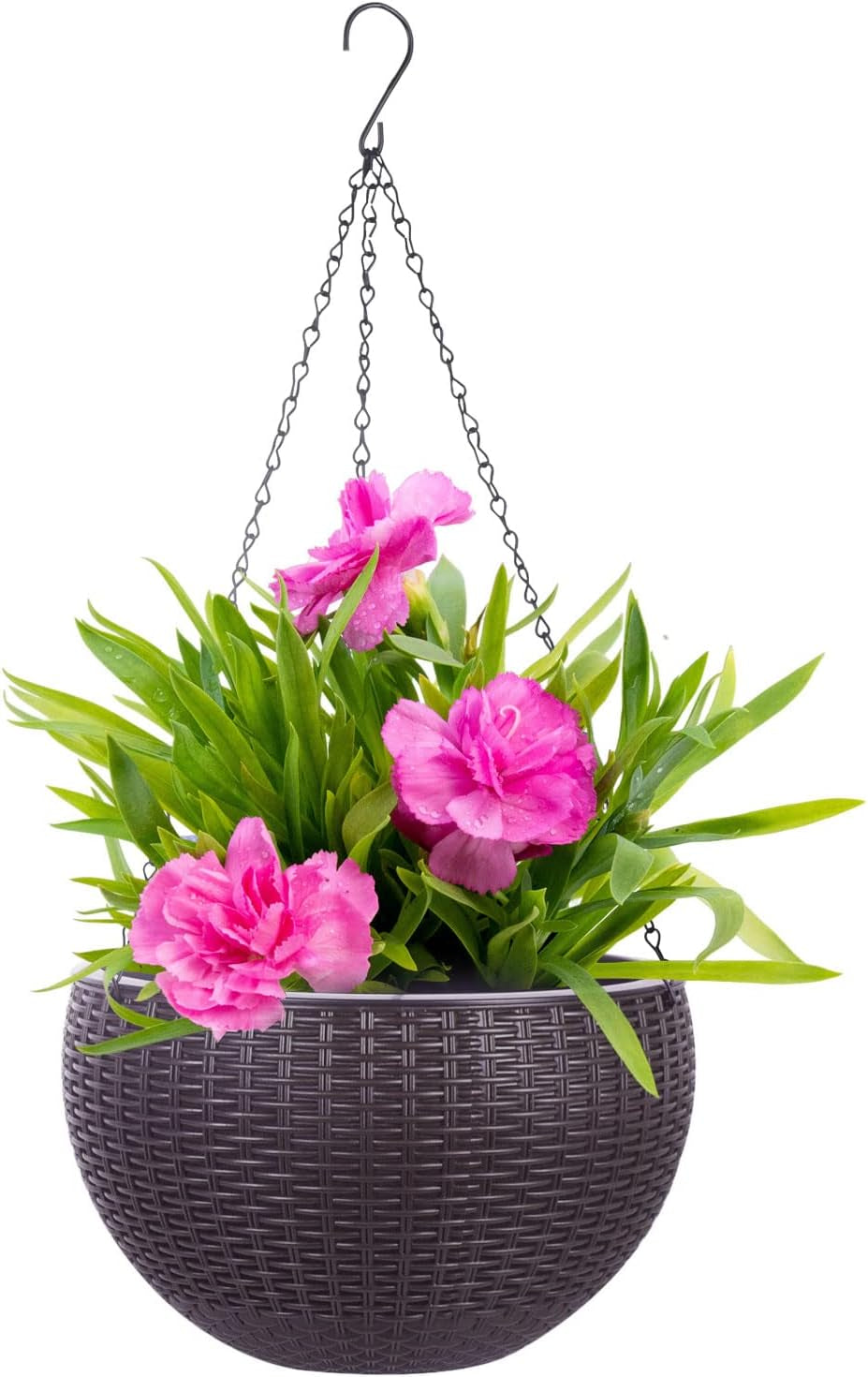 Vencer 11 Inch round Resin Rattan Hanging Planters,Coffee,Vf-A15-C