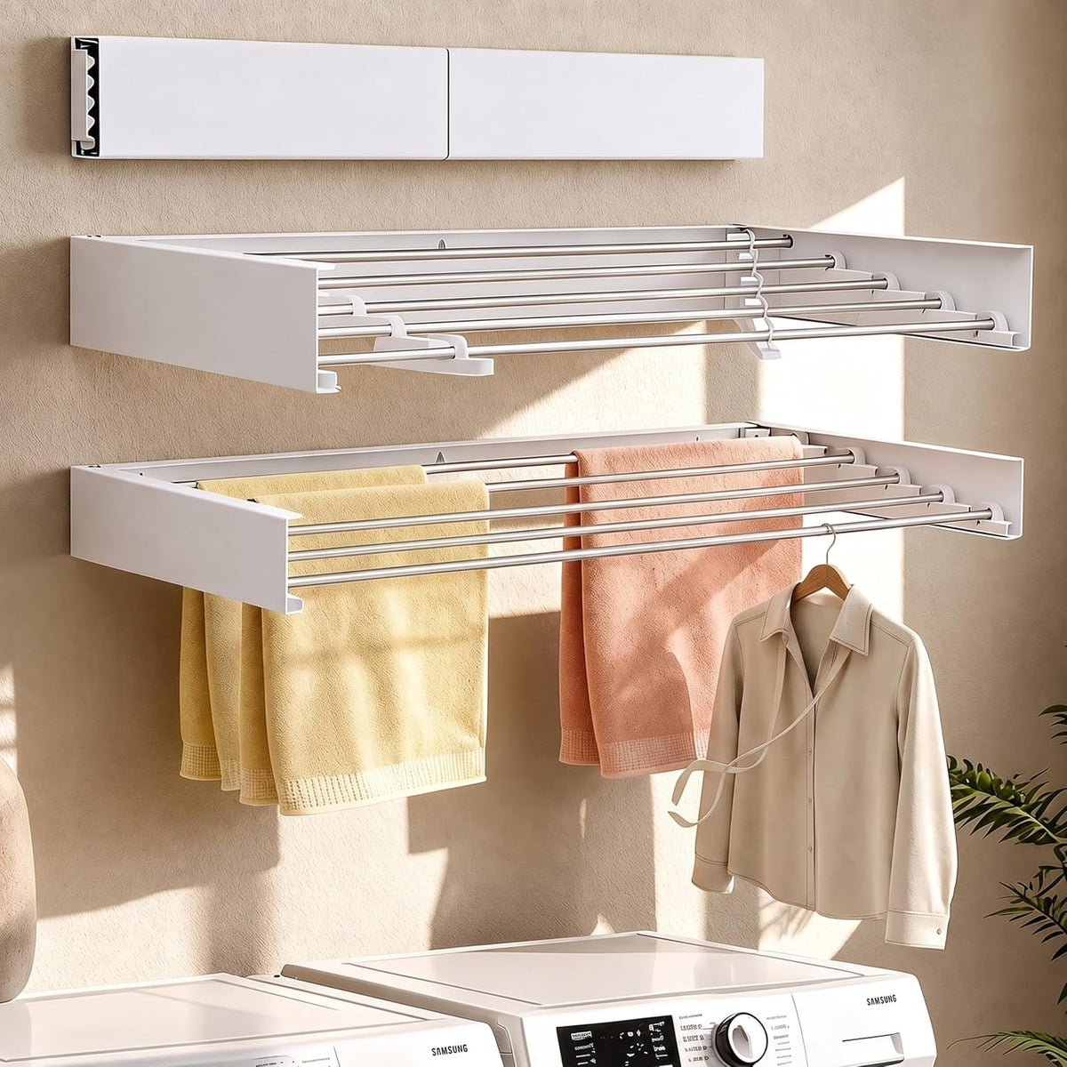 Wall Mounted Clothes Drying Rack for Laundry Room, Foldable 31.5" 60 Lb