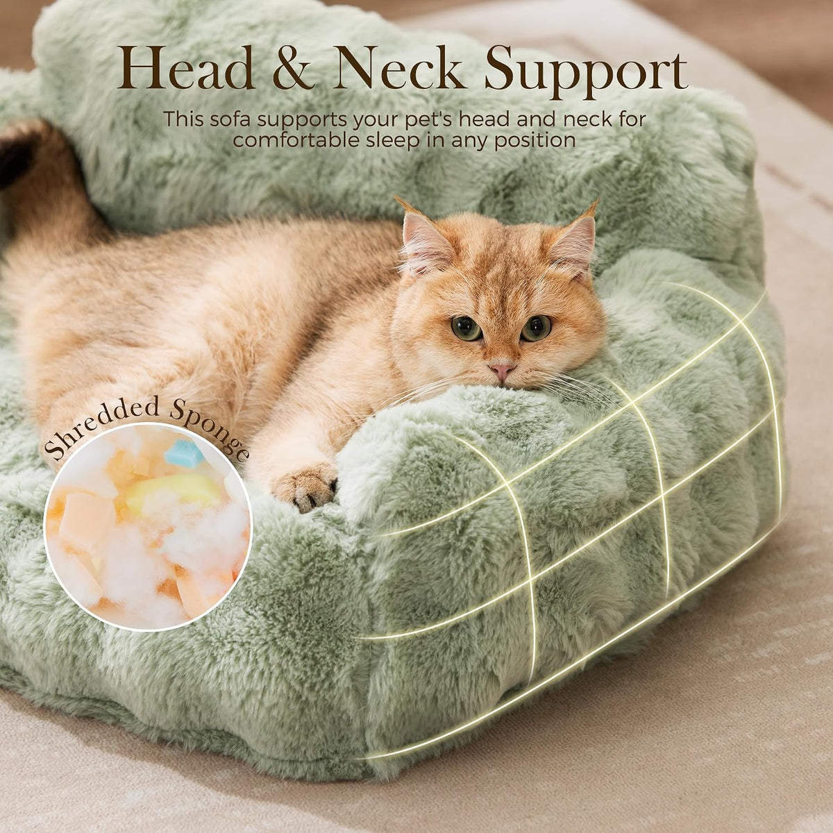 ZOMISIA Orthopedic Cat Couch Bed for Indoor Cats, Removable Washable Cover