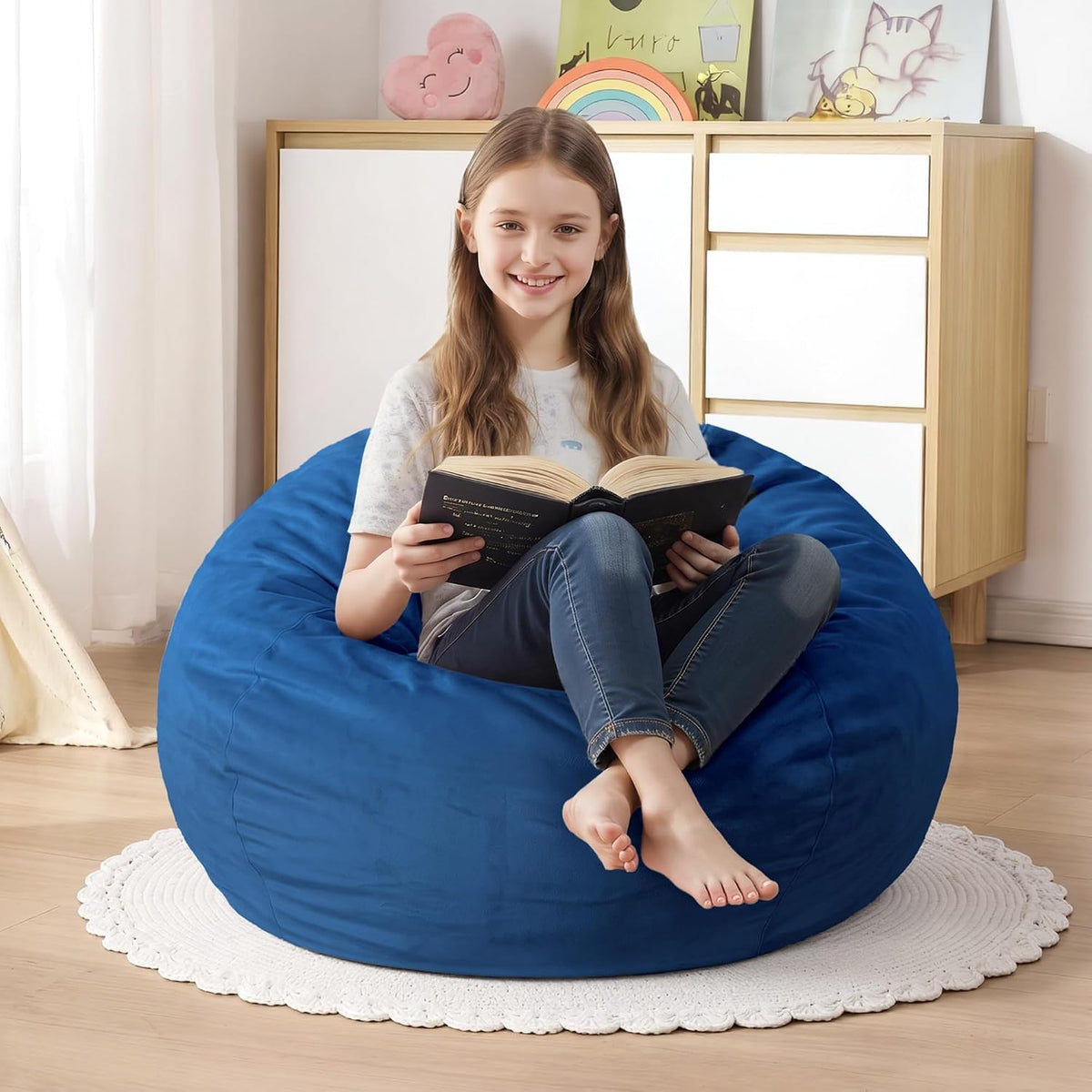 Homguava 2FT Bean Bag Chair,2' Bean Bags with Handle,Small Beanbag Chair