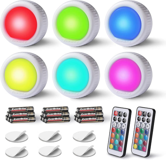 Everbrite 6-Pack Tap Lights, LED Puck Lights with Remote Control