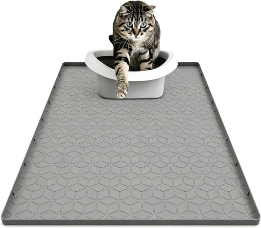 Cat Litter Mat 34" X 22", Washable Silicone Litter Box Mat
