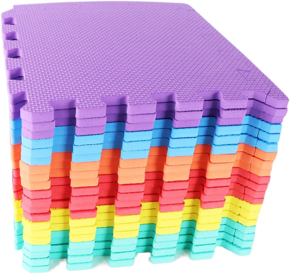 Gym Mats Colorful 20 Pcs Floor Mats with Edge Pieces, High-Density EVA Foam Anti-Fatigue Mat