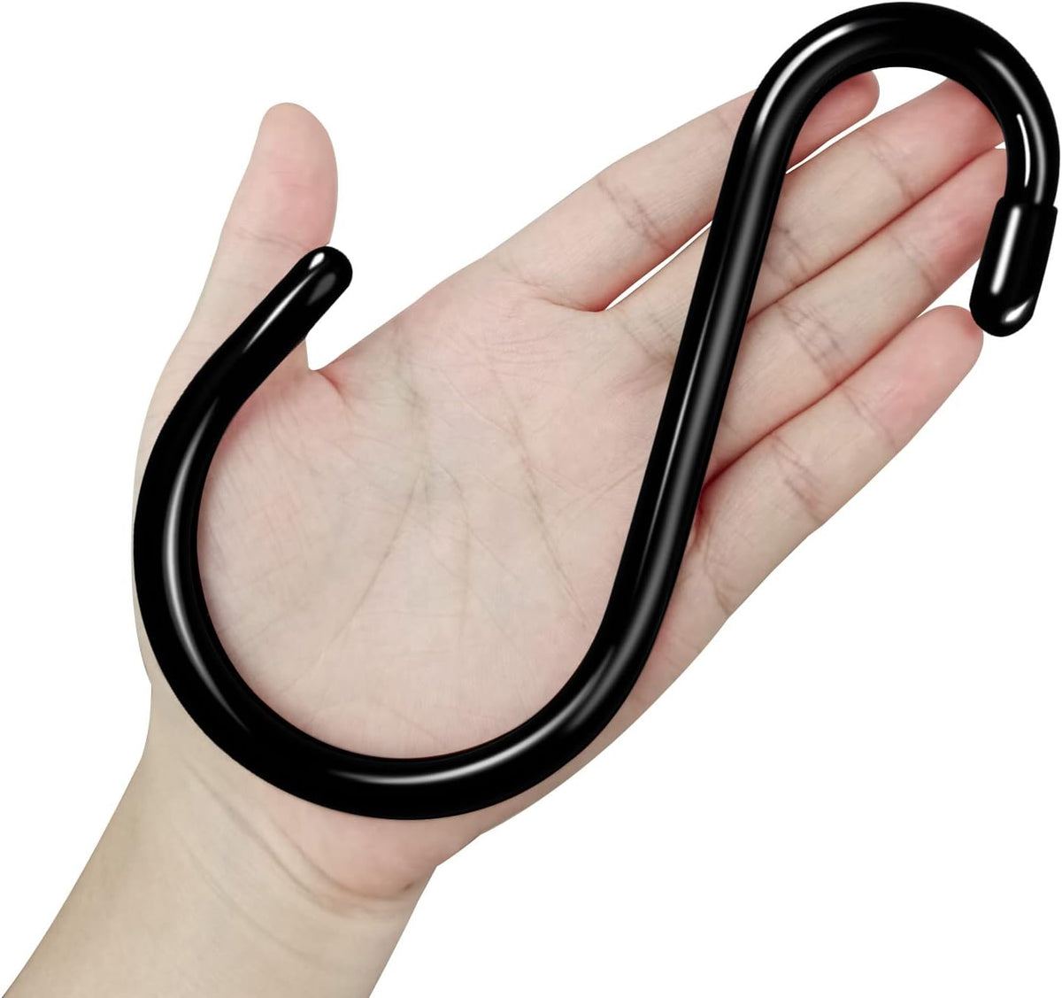 DINGEE 12 Pack 6 Inch Heavy Duty Large S Hook Vinyl Coated S Hooks for Hanging Plants,7Mm Thickness Non Slip Sturdy Metal Black Jean Hooks for Closet,Bird Feeders,Kitchen,Large Object,Tools,Bikes