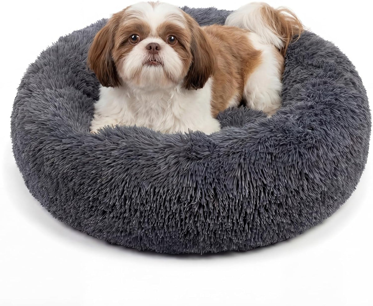 Nononfish Calming Dog Bed for Small Dogs,Plush Donut Pet Bed