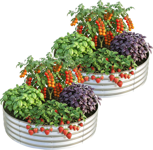Utopia Home Galvanized Raised Garden Bed Kit 2X2X1 Ft Pack of 2, Planter Box round Raised Garden Beds Outdoor, Easy Assembly Metal Raised Bed for Gardening Vegetables, Fruits, Flowers, Silver