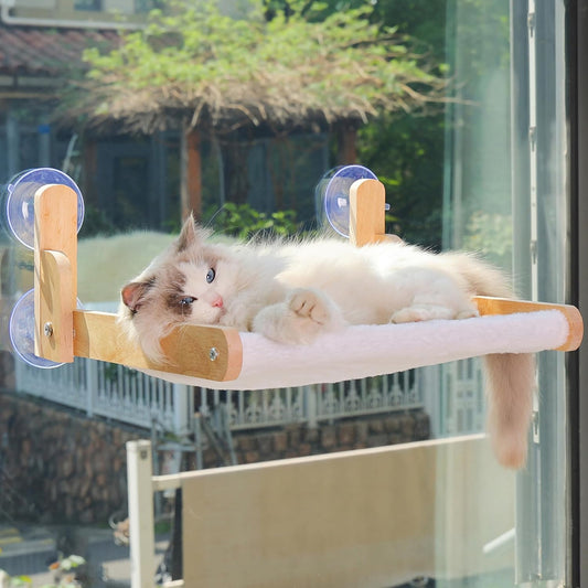 Cat Window Perch, Foldable Cat Hammock with Faux Rabbit Fur Cover