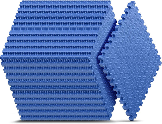 36 Pack 144 Sqft Home Gym Mat, Puzzle Exercise Mat, EVA Interlocking Foam Floor Tiles for Home Workout Equipment -, 24 in X 24 in X ½ In, Blue 36 Tiles