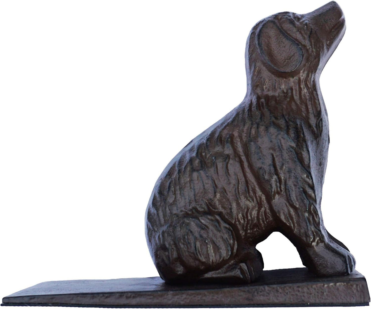 Lulu Decor, Cast Iron Dog Door Stopper, Doorstops Weight 5 Lbs, 8.5" X 7.5" X 3.5" (Brown)