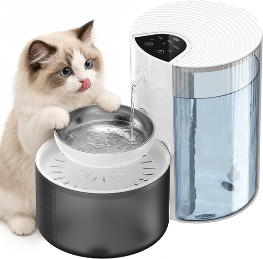 CZPET Wireless Cat Water Fountain No Filters, Wastewater Separation
