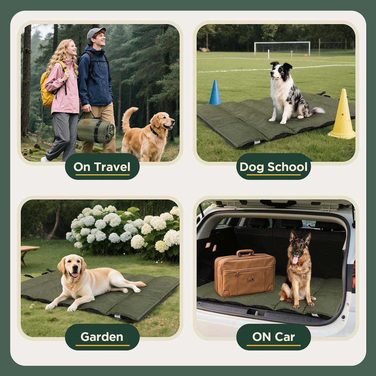 Gimars Upgraded Thickened XL Outdoor Dog Bed with Waterproof Film, Easy to Roll up with Buckle, Large Travel Pet Bed for Large & Extra Large Dog, Portable, Foldable, Washable for Camping,Traveling