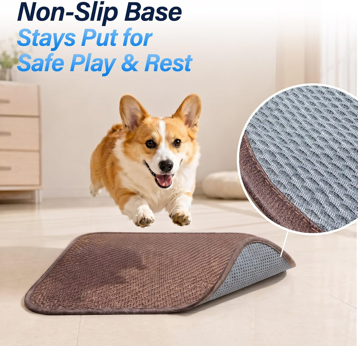 Woven Cool Mat for Cats, Waterproof Rinse-Clean Pad, 26" X 16"