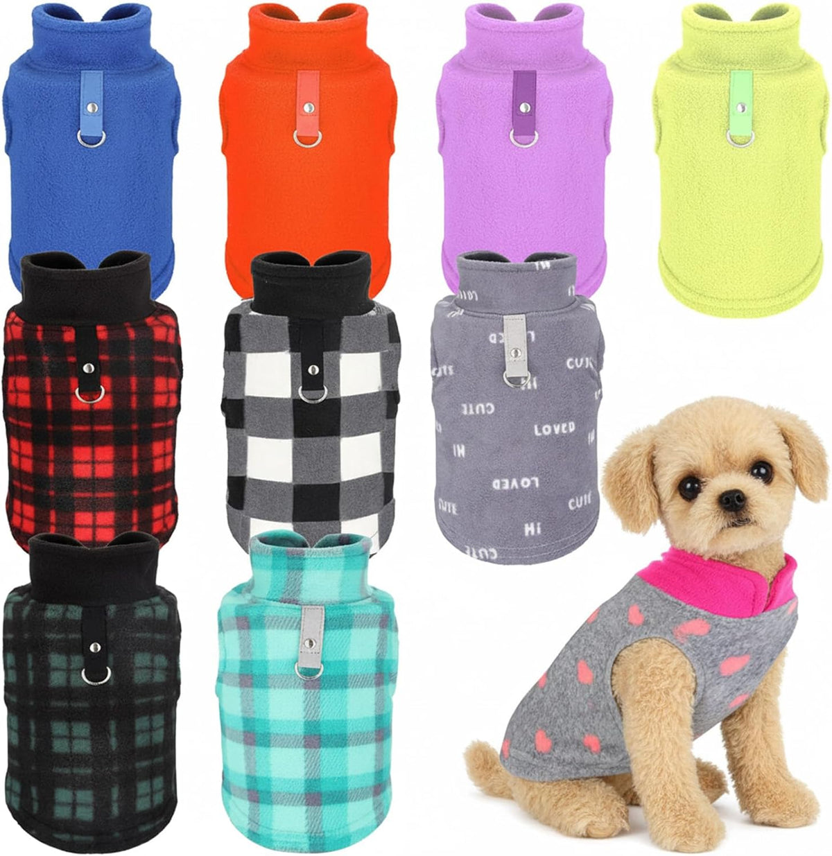 Reginary 10 Pack Medium Dog Sweater Fleece Pet Dog Plaid Clothes Winter
