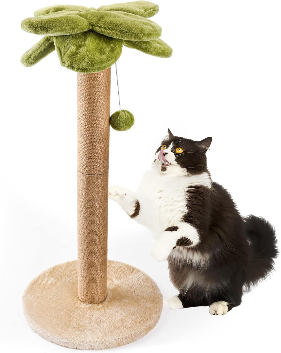 Cat Scratching Post Palm Tree Shape, Sturdy 34 Inches Tall Sisal Scratching Post, Cute Cat Scratching Post for Indoor Cats