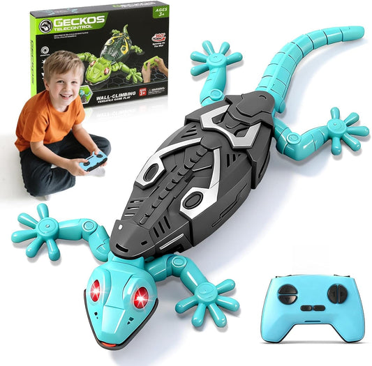 KETIEE RC Wall Crawler Gecko: Wall Climbing Gecko Toy for Kids, Remote Control Climbing Lizard with Led Glowing Eyes, Rechargeable Floor Ceiling Crawling Robot Prank Toy, Gift for Boy Girl 3+Years Old
