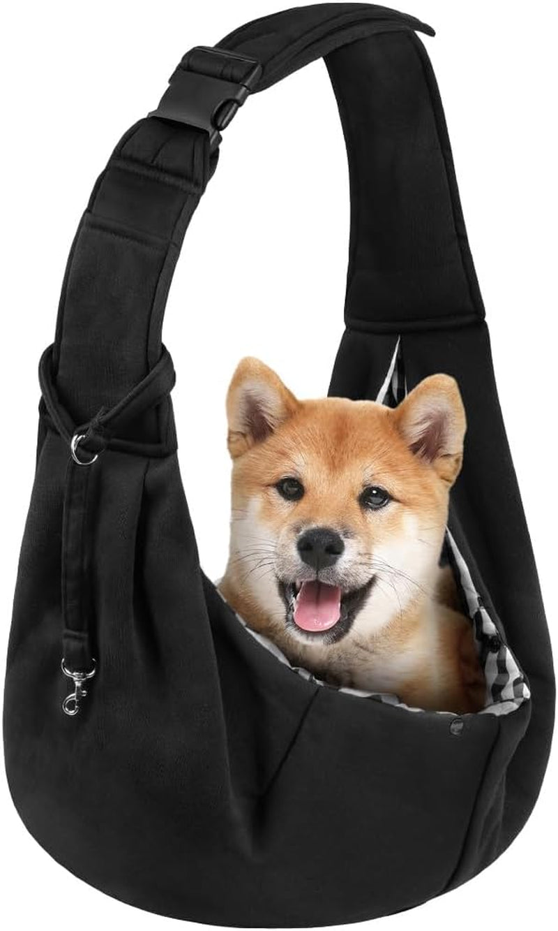 Dog Sling Carrier with Adjustable Strap, Reversible Pet Carrier for Cat Dogs, Hands Free Puppy Sling with Pocket, Dog Carriers for Small Dogs Cats, Cat Purse Bag Outdoor Travel Safety Harness
