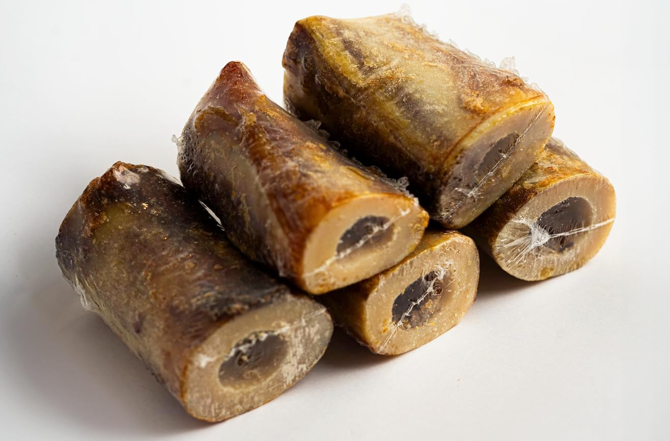 123 Treats Marrow Bones for Dogs - 100% Natural Long Lasting for Aggressive Chewers, Easily Digestible Bone Marrow Dog Treats for Healthy Snacking | (3-4 Inches, 6 Count)