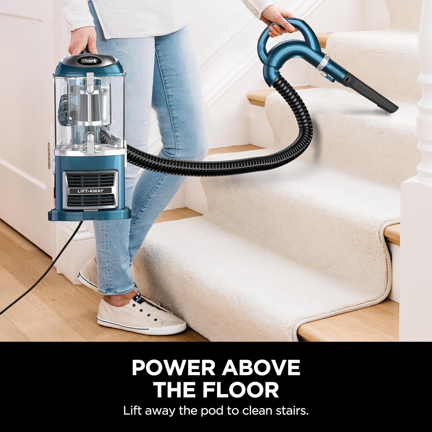 Shark Upright Vacuum, Navigator Lift-Away with Self-Cleaning Brushroll, HEPA Filter, Swivel Steering, Upholstery Tool & Pet Crevice Tool, Perfect for Pets & Multi-Surface, Teal, ZU503AMZ