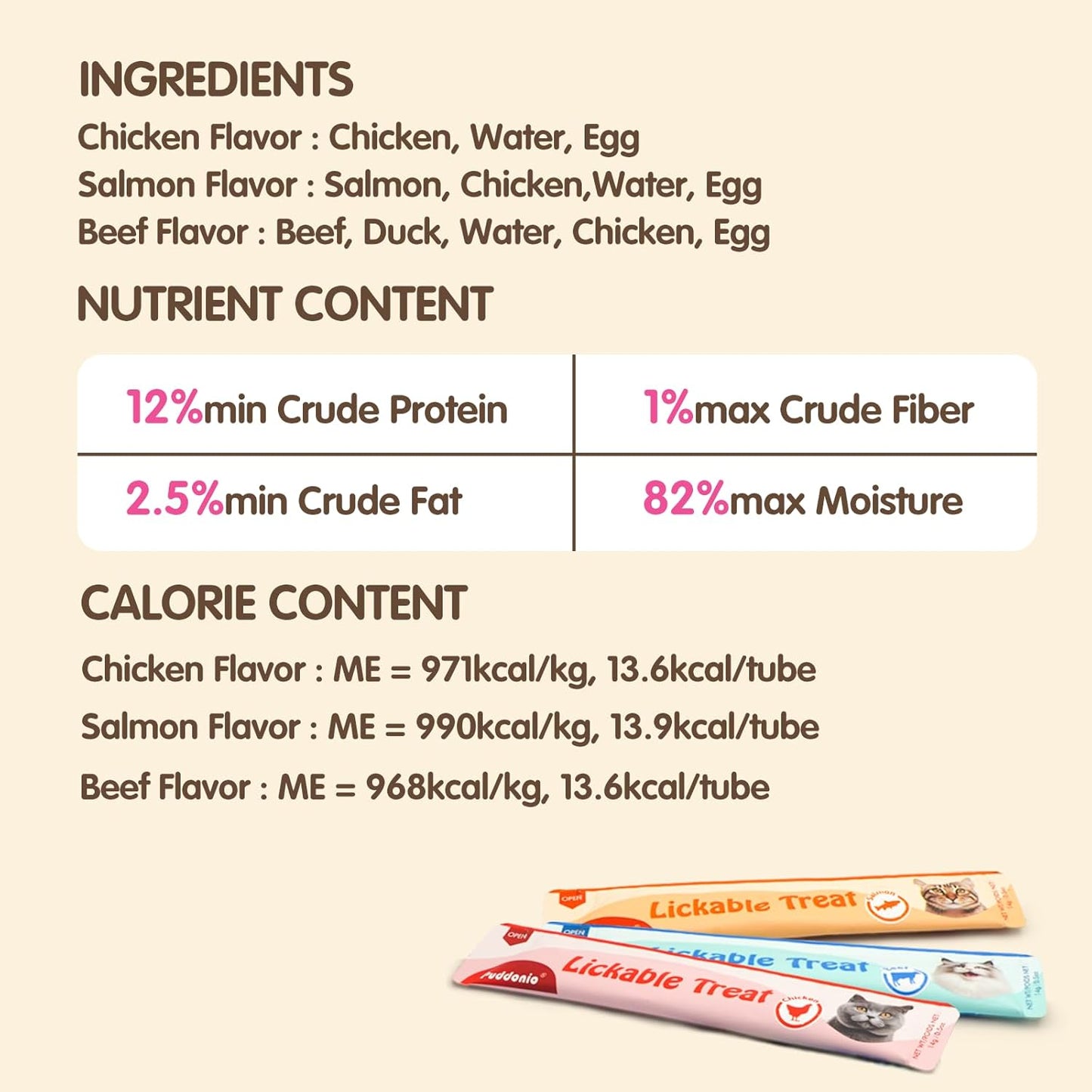 Lickable Cat Treats, High-Meat Puree, Grain & Gum Free, High Protein, No Additives, 0.5Oz Tubes (Pack of 10)