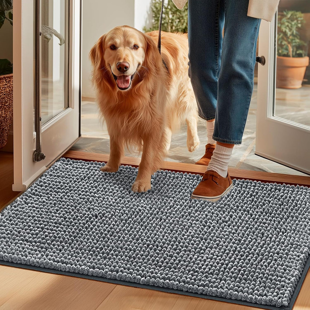 EHEYCIGA 36X24 Super Absorbent Dog Door Mat for Muddy Paws Entryway Rug