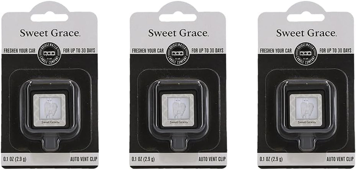 Bridgewater Candle Sweet Grace Auto Vent Clip Car Air Freshener 3 Pack