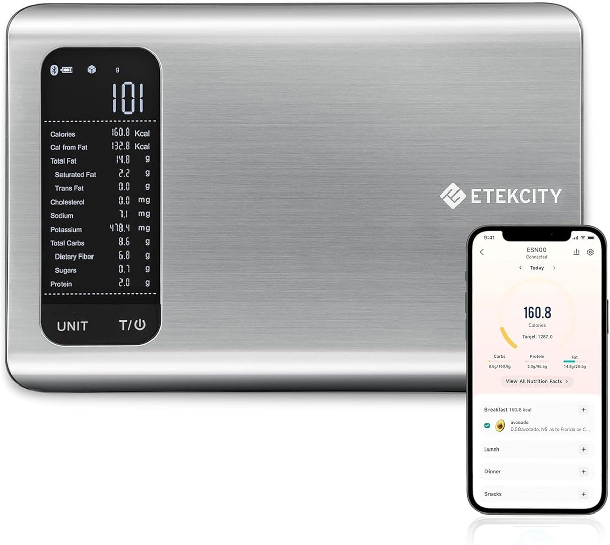Etekcity Food Kitchen Scale with Nutritional Calculator, Smart App, 11Lb