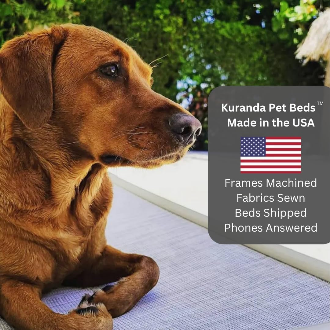 Kuranda Chewproof Elevated Pet Bed - Almond PVC - 35" X 23" - Cordura Nylon - Smoke