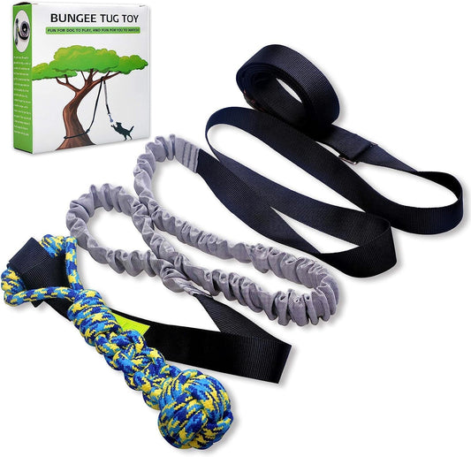 LOOBANI Outdoor Bungee Tug Toy, Interactive Tree Hanging Dog Toys, Black