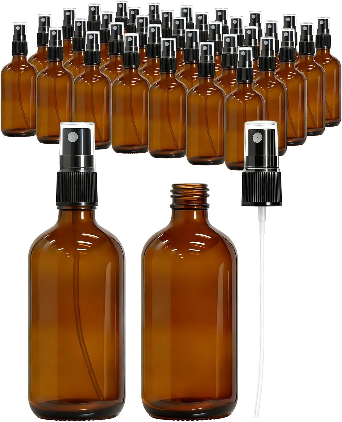 KEYWING 35 Pack 4Oz Small Amber Glass Spray Bottles for Essential Oils