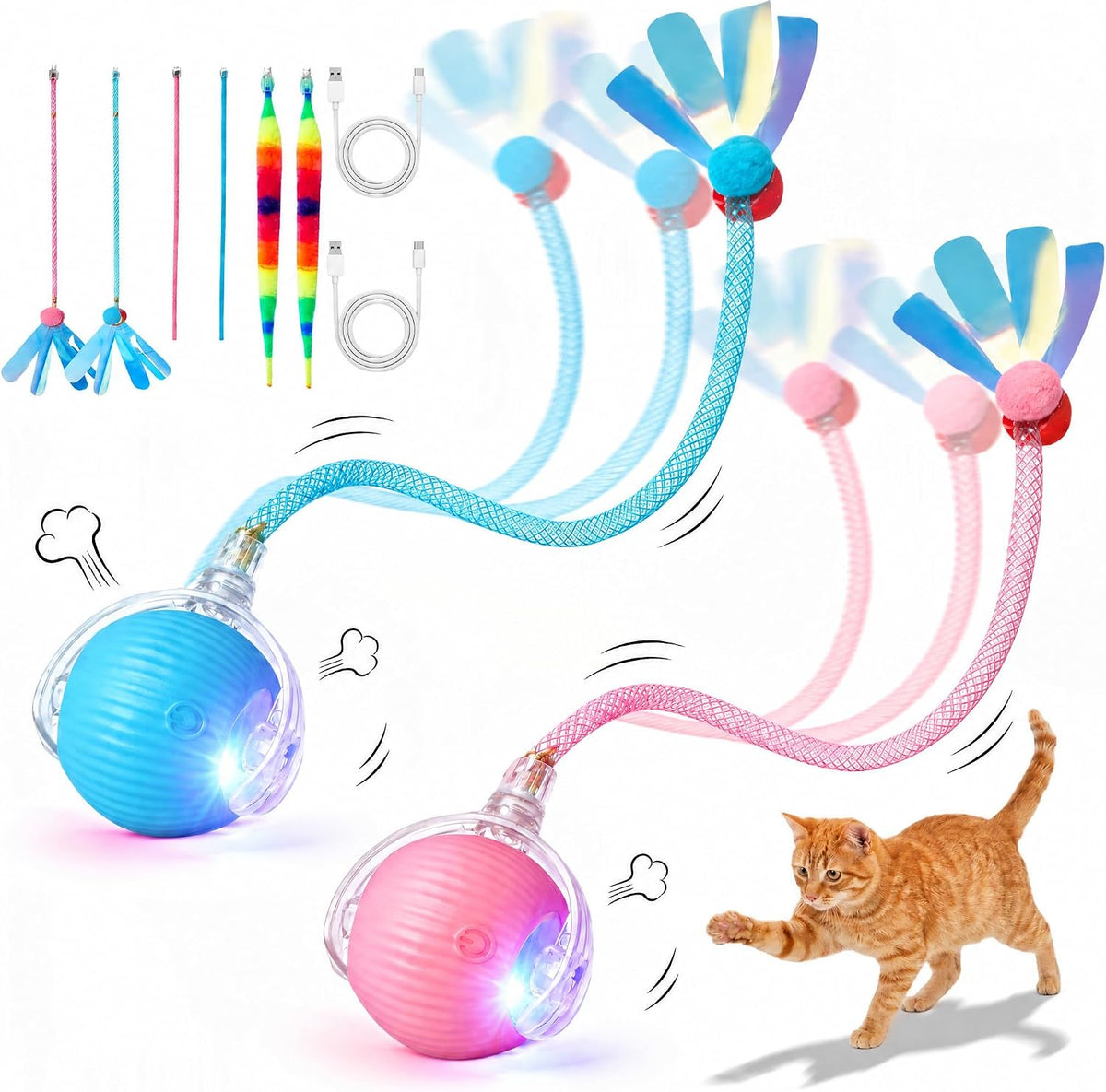 Interactive Cat Toy Ball, 3 Modes, Christmas Gift for Cats