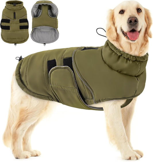 Extra-Large Dog Warm Winter Coat, Pet Windproof Jacket with Harness Hole