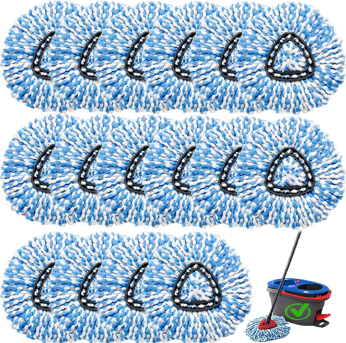 16 Pack Spin Mop Replacement Head Compatible with Rinseclean 2-Tank System