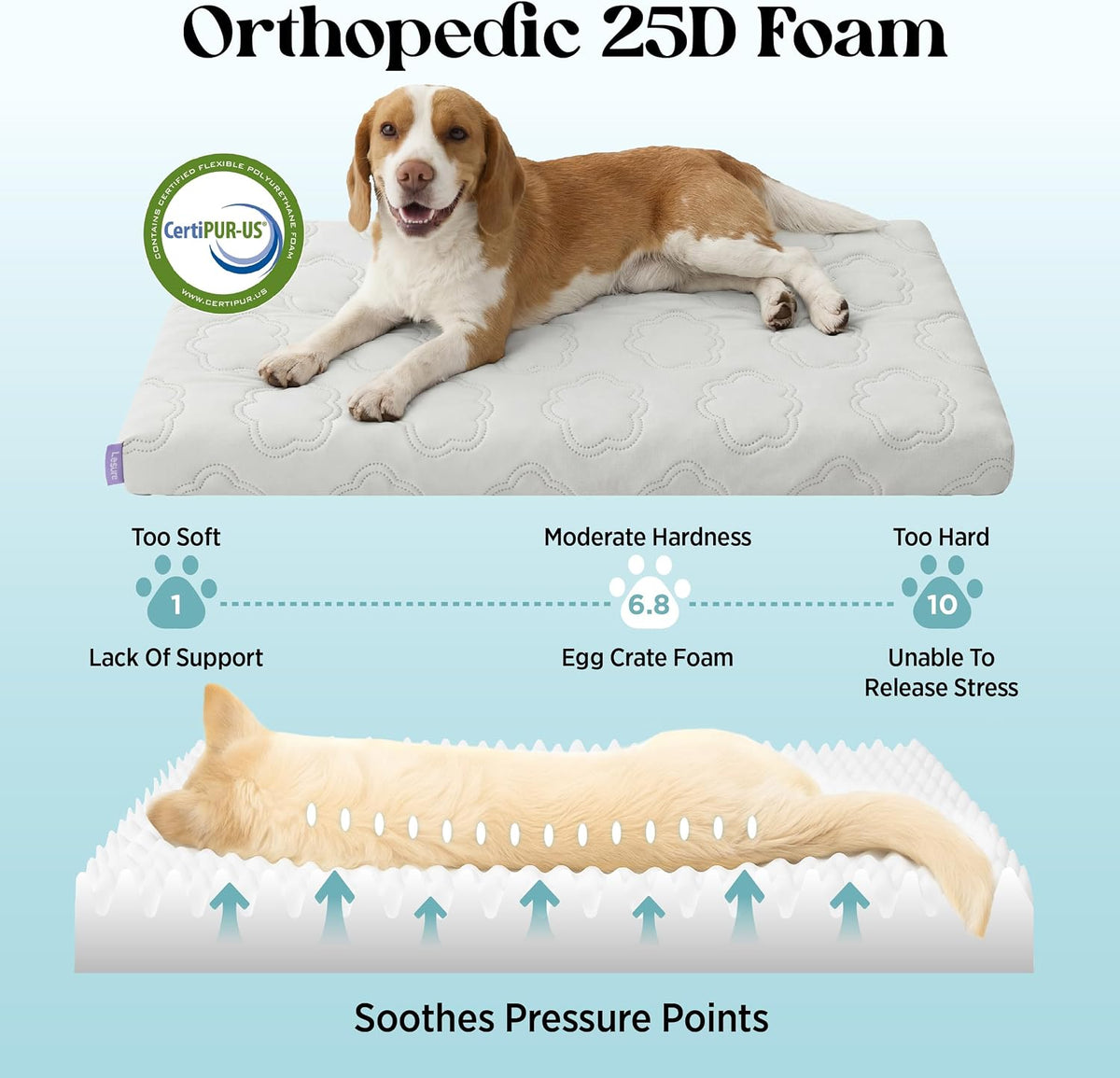 LE SURE Apexcloud™ Cooling Dog Bed for Large Dogs with Washable Cover,35In