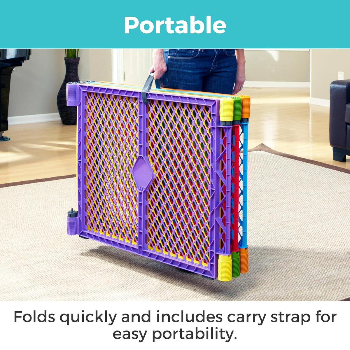 Toddleroo Superyard Ultimate: 6-Panel Baby Playard with Door; Colorplay