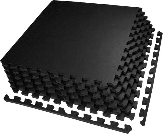 AIRHOP 0.56In Thick 24 Sq Ft Exercise Equipment Mats, 6 Tiles Upgraded Rubber Top with High Density EVA Foam, Large Interlocking Puzzle Gym Flooring for Home Gym, Heavy Weight Workout, 24 X 24In