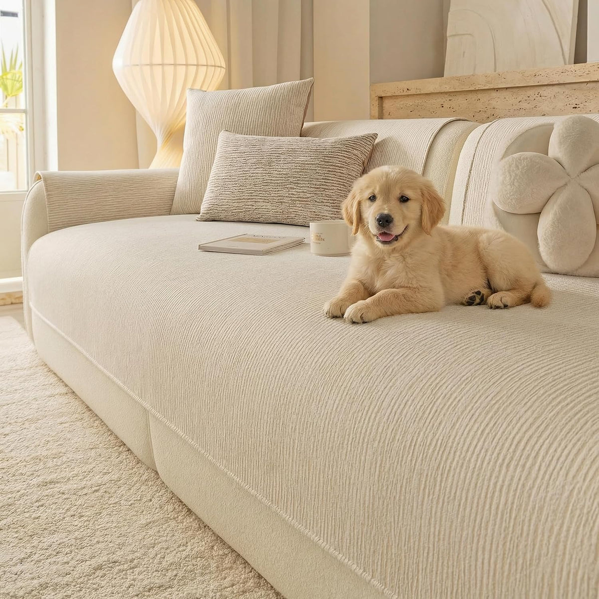MEETSKY Sofa Covers Washable, Non Slip Couch Cover for 4 Seat Cushion Couch