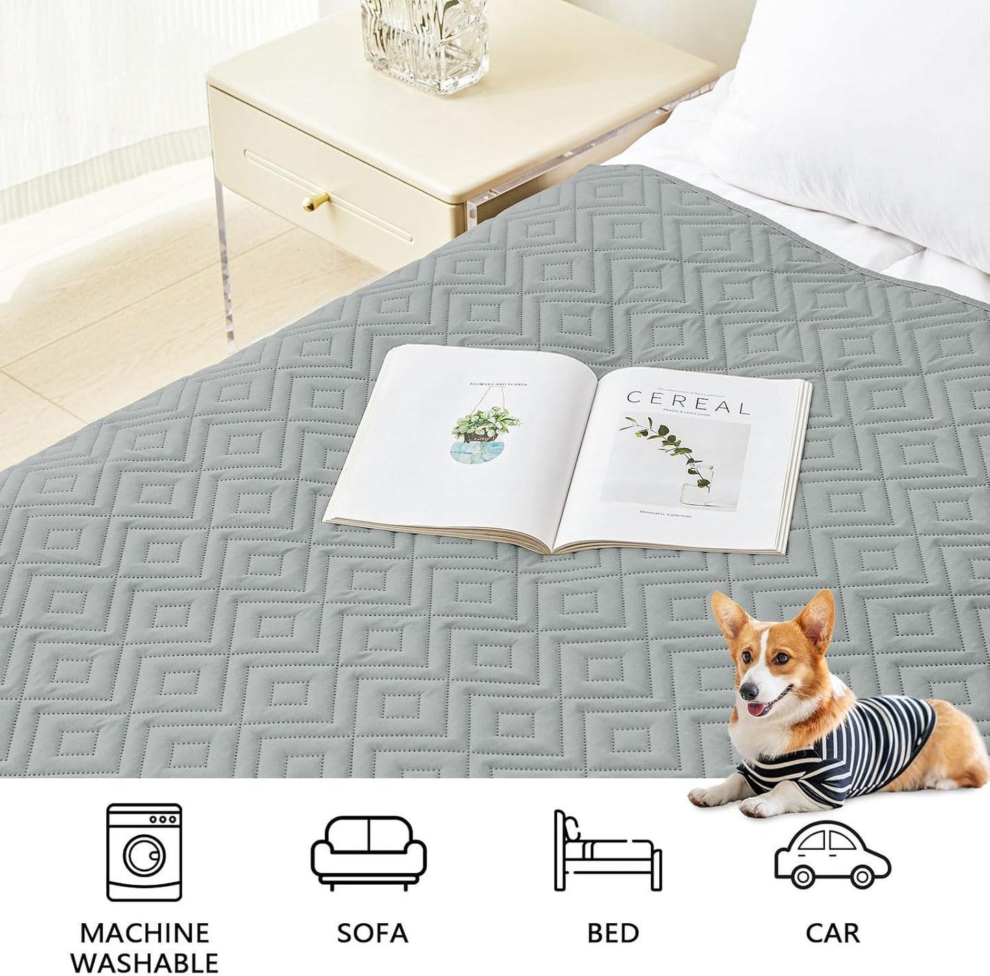Hyha Waterproof Dog Blanket, Soft Pet Bed Blankets, Waterproof Sofa Couch Cover for Dogs Washable, Reversible Pet Couch Covers for Sofa Furniture (30X70 Inch, Grey/Dark Grey)