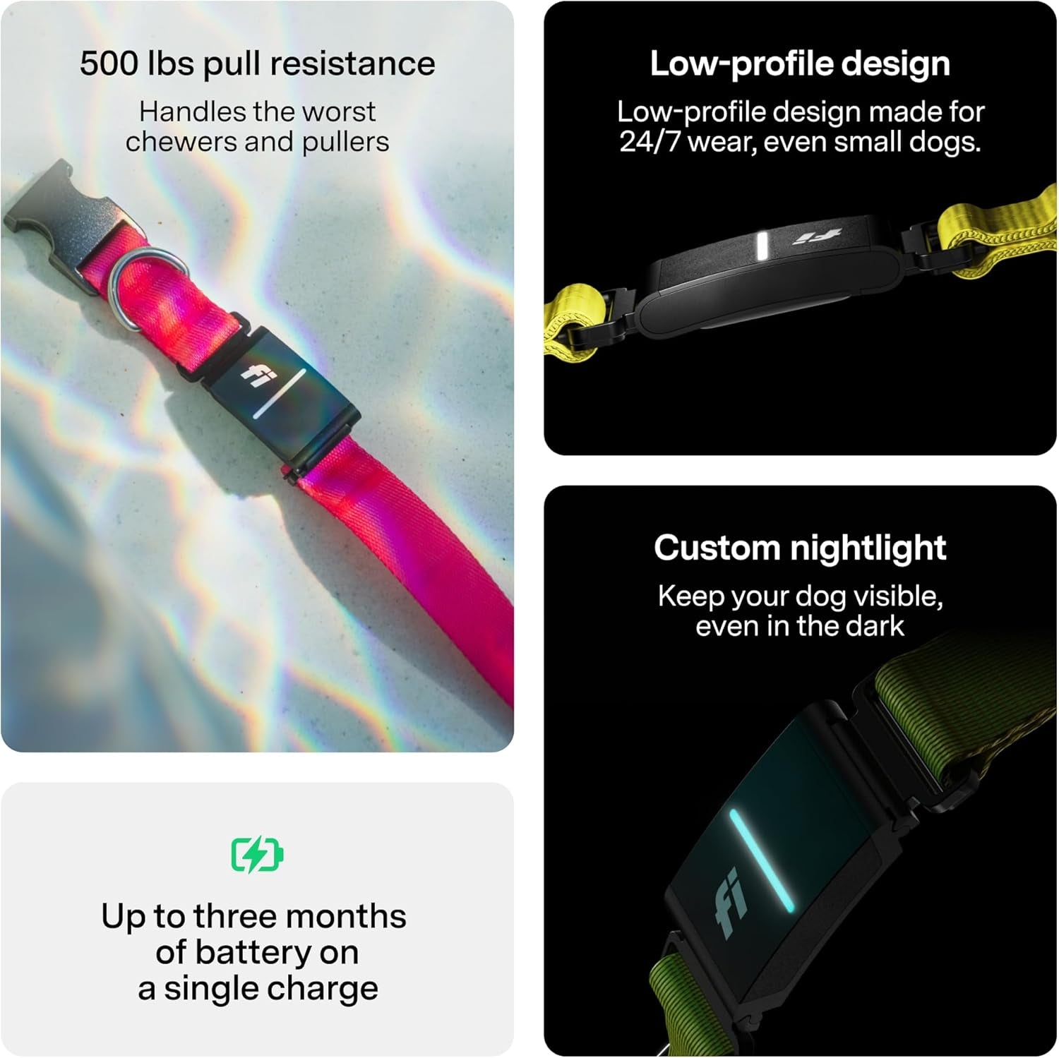 Fi New Series 3+ Smart Dog Tracker Collar [6 Month Membership Included] GPS Tracker for Dogs with Health & Behavior Monitoring, Escape Alerts, Waterproof, LED, Apple Watch Compatible (Gray, Small)